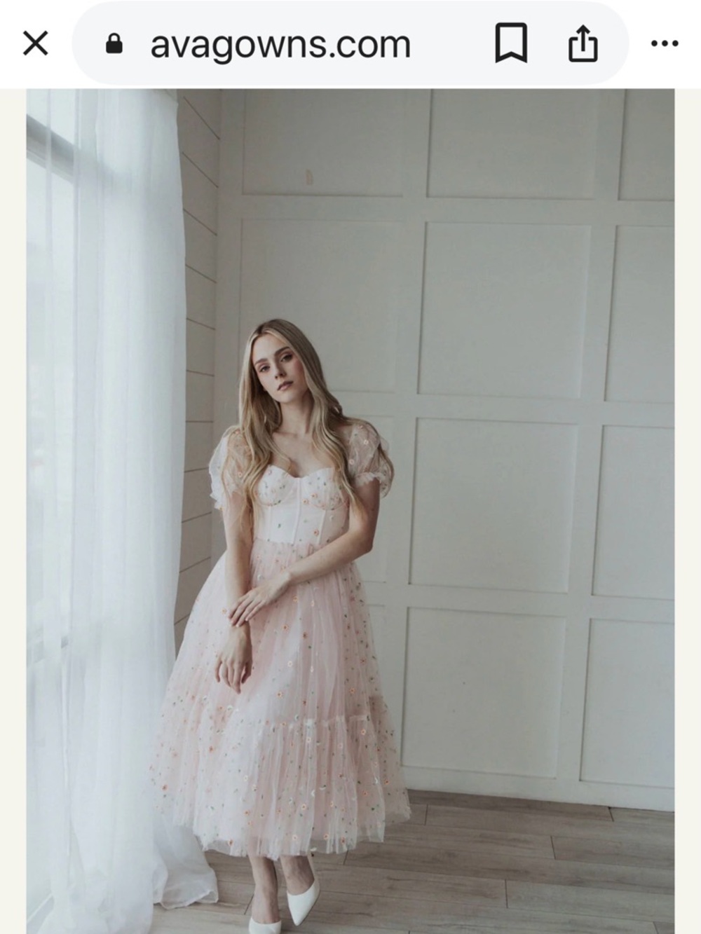 AvaGowns Romantic Pink Tulle Midi Dress